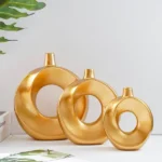 3 Pcs Golden Colour Flower Vase Set for Home Decoration