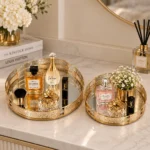 Luxury Gold Mirrored Decorative Tray Set – Premium Round Vanity & Home Décor Trays