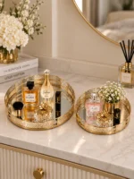 Luxury Gold Mirrored Decorative Tray Set – Premium Round Vanity & Home Décor Trays