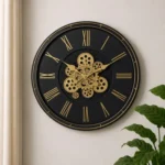 Imported Antique Gold With Moving Gears Clock