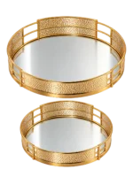 Luxury Gold Mirrored Decorative Tray Set – Premium Round Vanity & Home Décor Trays - Image 2