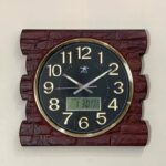 Brick Style Analog With Digital Wall Clock