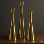 Polished Metal Candle Holder Set - Image 2