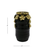 Imported Black Ceramic Vase Embossed Golden Flower - Image 2