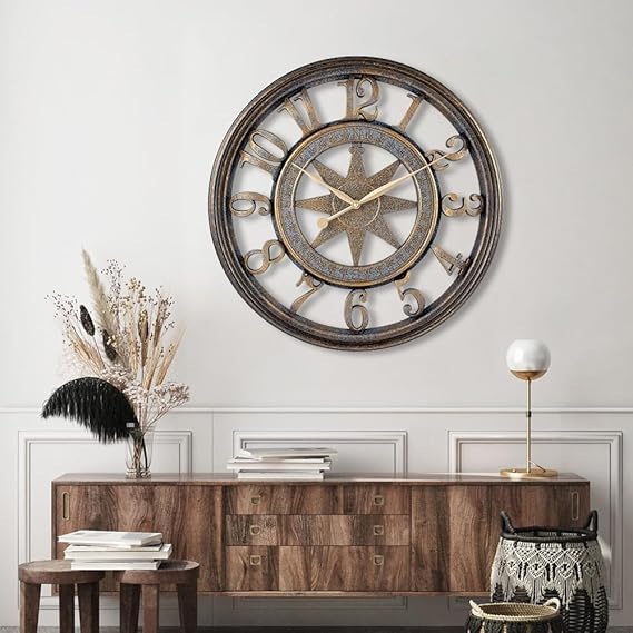 18 inch large vintage 3D digital silent wall clock for home and office décor