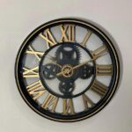18 inchs Golden & Black Gear Design Vintage Clock For Home Decor