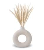Imported ceramic donut vase set with modern hollow design (feather not included)