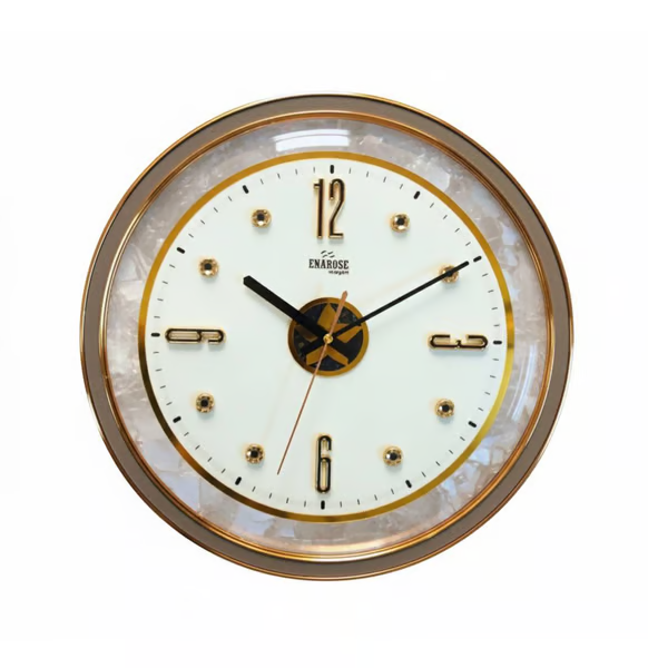 Enarose luxury crystal glass silent quartz wall clock for home décor