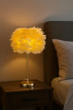 Electric Feather Lamp with Metal Base - Image 2