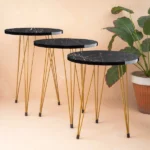 3 Pcs Black Round Table Set - Image 3