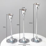 Set of 3 Silver Chrome Metal Taper Candle - Image 4