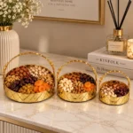 Luxury Golden Decorative Serving Tray Set with Handles – Elegant Tabletop & Home Décor