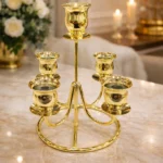 Imported Metal Golden 5Pcs Candle Stand