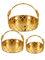 Luxury Golden Decorative Serving Tray Set with Handles – Elegant Tabletop & Home Décor - Image 2