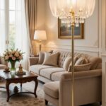 Vintage Charm Feather Crystal Floor Lamp