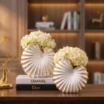 White ceramic seashell vase Set