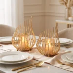 Luxurious Style Candle Holder With Honey Glass (Set) - Image 3