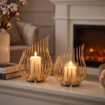 Luxurious Style Candle Holder With Honey Glass (Set)