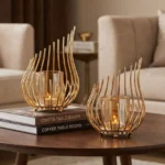 Luxurious Style Candle Holder With Honey Glass (Set) - Image 2