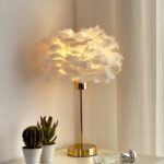 Electric Feather Lamp with Metal Base (Pair)
