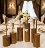 Set Of 6 PC Wooden Candle Stand