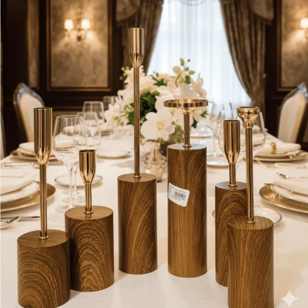 Set Of 6 PC Wooden Candle Stand