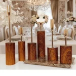 Set Of 6 Wooden Candle Stand For Home Decor - Image 2