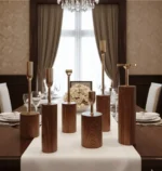 Set Of 6 Wooden Candle Stand For Home Decor - Image 3