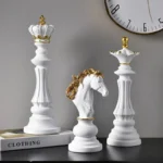 Chess King, Queen And Knight White Figurine For Home Décor - Set of 03
