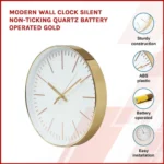 Imported Gold Modern Wall Clock – Silent Quartz Non-Ticking - Image 3