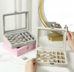 Velvet Leather Jewellery Organizer Box - Image 4