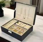 2 Layer Leather Jewellery organizer Box with Lock - Image 2