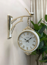 Imported Luxury Off White Double Face Clock 10 inchs (Dial Size)
