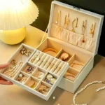 2 Layer Leather Jewellery organizer Box with Lock