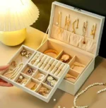 2 Layer Leather Jewellery organizer Box with Lock
