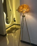 Luxury Feather Tripod Floor Lamp for Home Decor