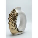 Elegant Ceramic Vase with Golden Leaf - Image 2