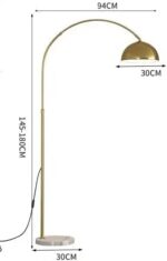 Modern Gold Arc Floor Lamp with Marble Base – Adjustable Metal Standing Lamp - Image 3