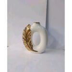 Elegant Ceramic Vase with Golden Leaf - Image 3
