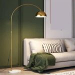 Modern Gold Arc Floor Lamp with Marble Base – Adjustable Metal Standing Lamp