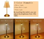 Metal Brass Crystal Table Lamp Best Quality Rechargeable - Image 2