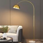 Modern Gold Arc Floor Lamp with Marble Base – Adjustable Metal Standing Lamp - Image 2