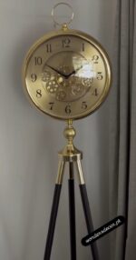Imported Double Dial With Moving Gears Tripod Design Clock For Home Decor - Image 2