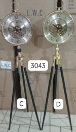 Imported Double Dial With Moving Gears Tripod Design Clock For Home Decor - Image 3