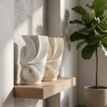 Next beige and white pleated ceramic vase - Image 2